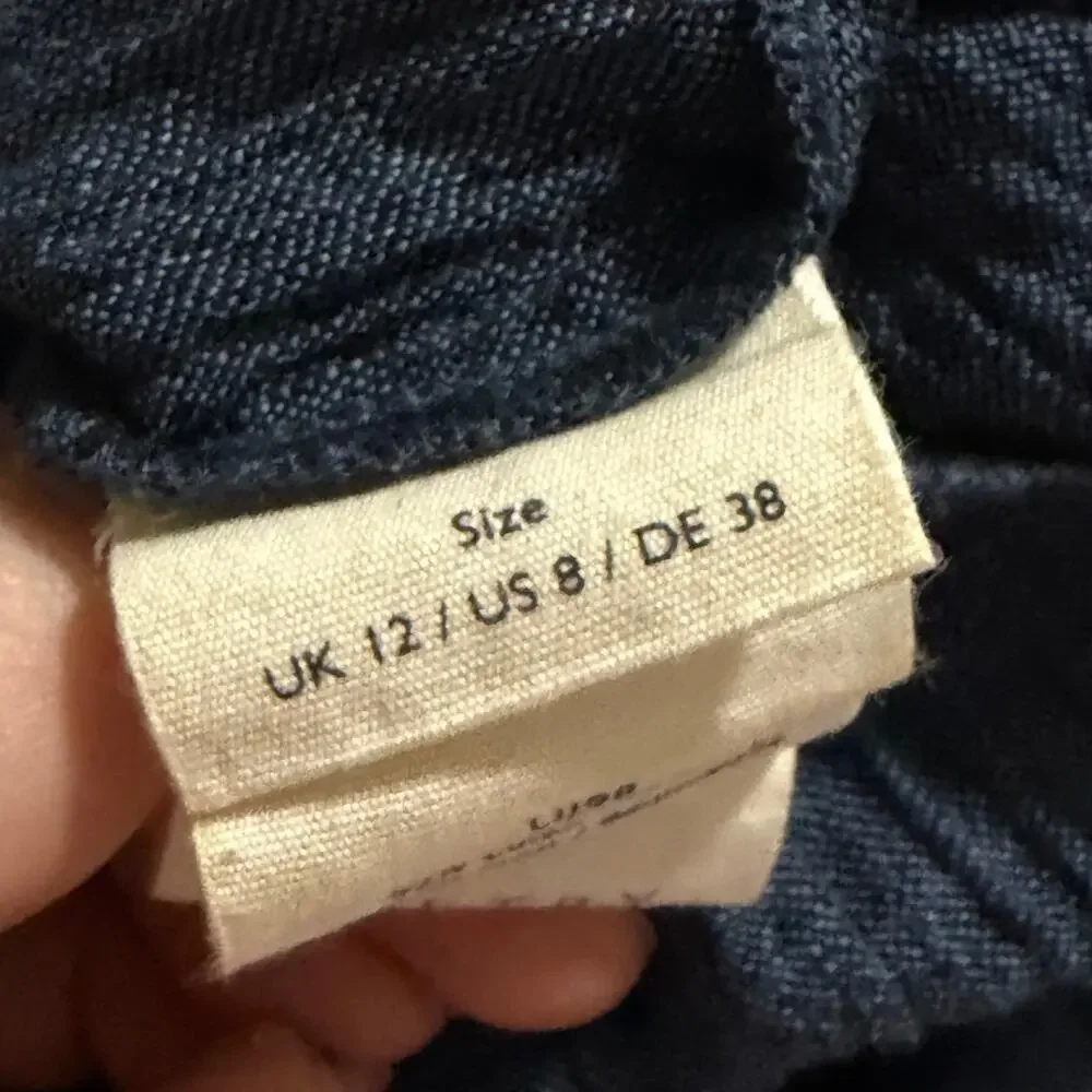 POETRY Dark Indigo Linen Blend Cropped Wide Leg Jumpsuit US 8 - Picture 5 of 12